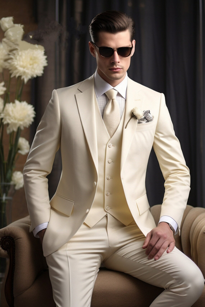 Men Cream Suit Wedding Suit Cream 3 Piece Suit Cream Bespoke Men Sainly Sainly