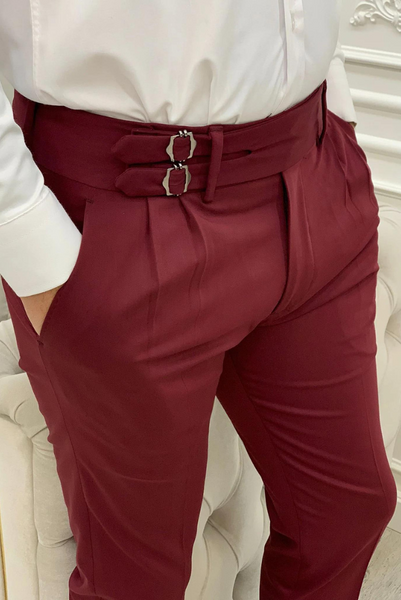 Men Formal Pant Beige Double buckle Trouser Wedding Pant Sainly– SAINLY