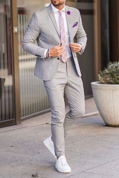 Men Suit 2 Piece, Grey Suits for Men, Slim Fit Suits, One Button Suits,  Tuxedo Suits, Dinner Suits, Wedding Groom Suits, Bespoke for Men -   Canada