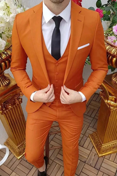 Men Orange Suit Two Piece Suit Orange Dinner Suit Tuxedo Suit Sainly– SAINLY