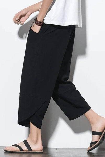 Lisingtool Halara Pants Mens Summer Retro Solid Color Loose Large Size  Cotton Linen Harem Pants Men's Pants Black 
