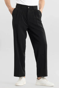 Men Black Korean Trouser Casual Korean Style Relaxing Pant Black 