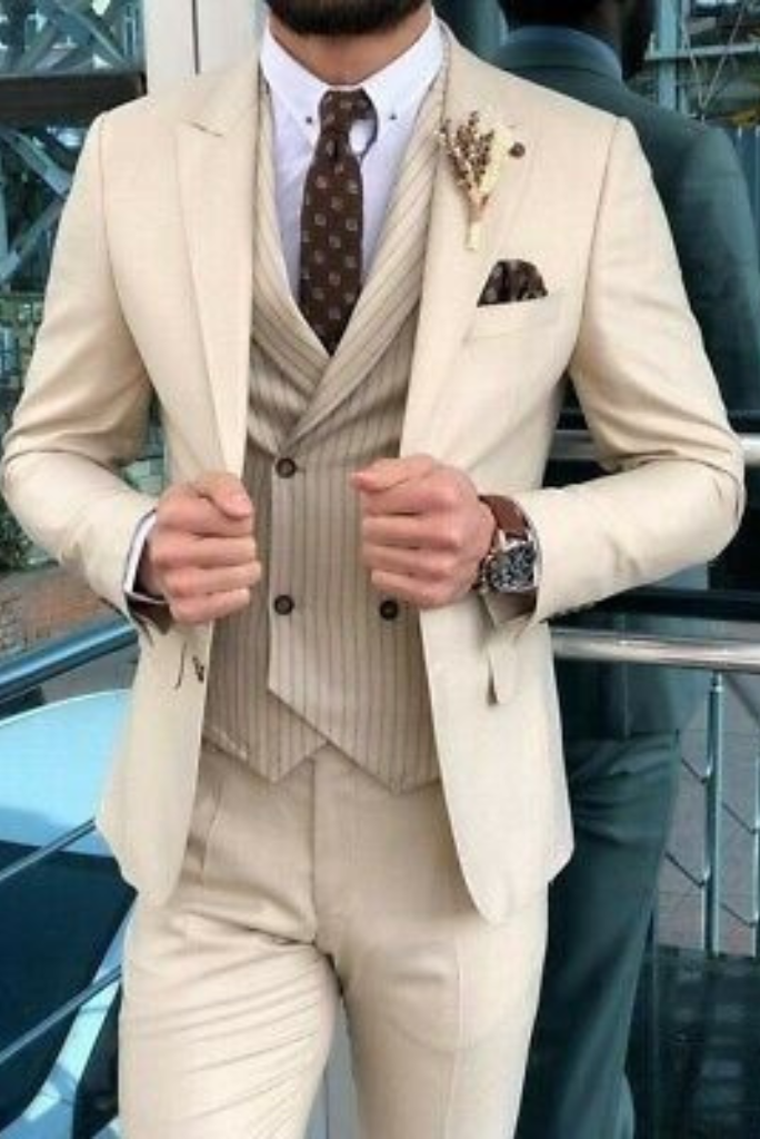 3 Piece Men Suits Jacket Pants Vest Wedding Groom Tuxedo Slim Fit