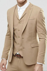 Men 3 Piece Beige Wedding suits