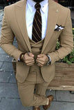 MEN SUITS 3 PIECE Camel Brown