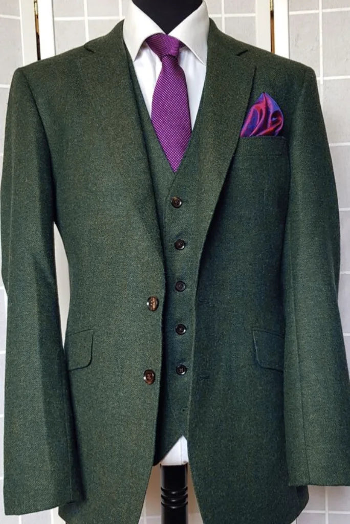 Men Three Piece Suit | Green Engagement Suit| Winter Suit | Sainly