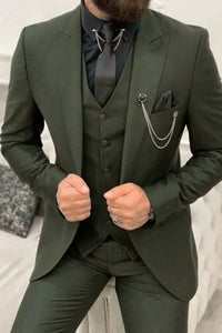 Men 3 Piece Suit Green | Wedding Suits | Party Wear Suit | Sainly