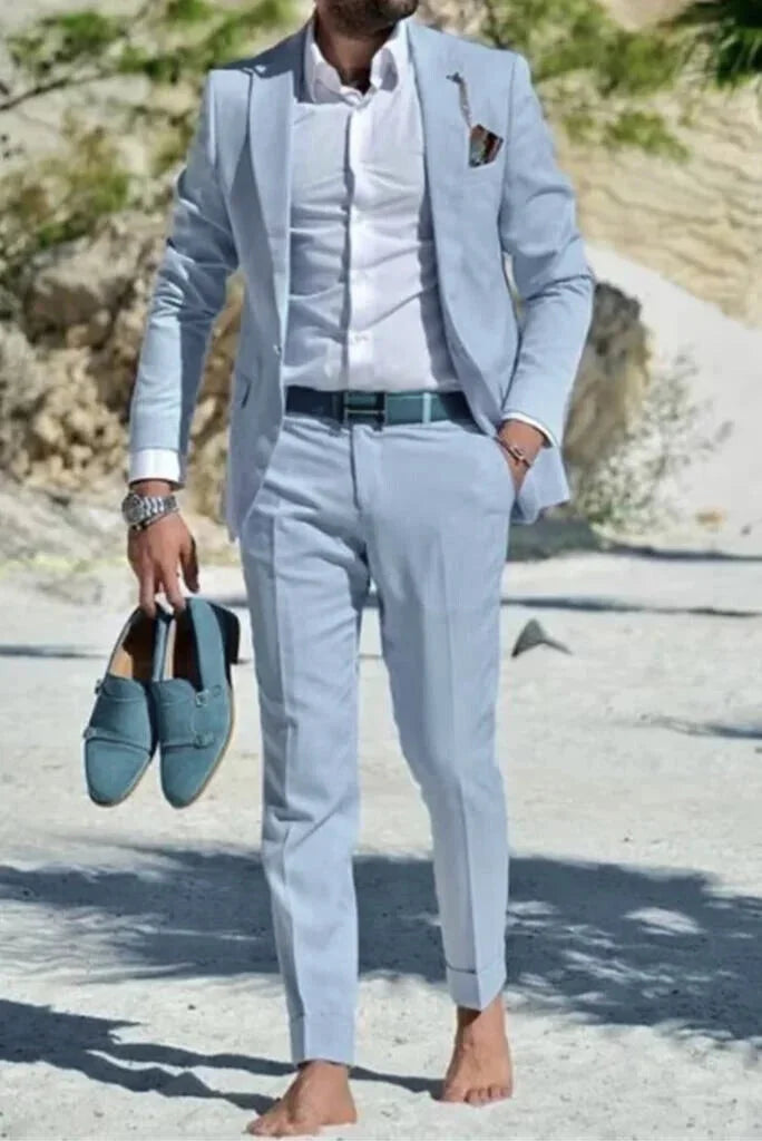 Men Sky Blue Suit