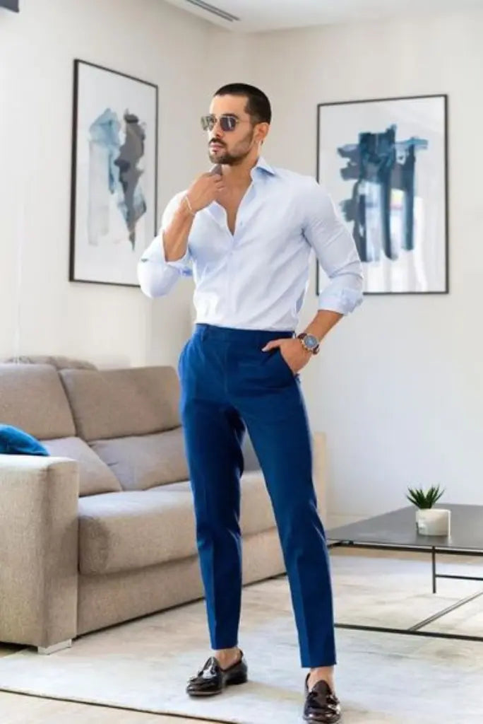 Light blue shirt blue pants on sale