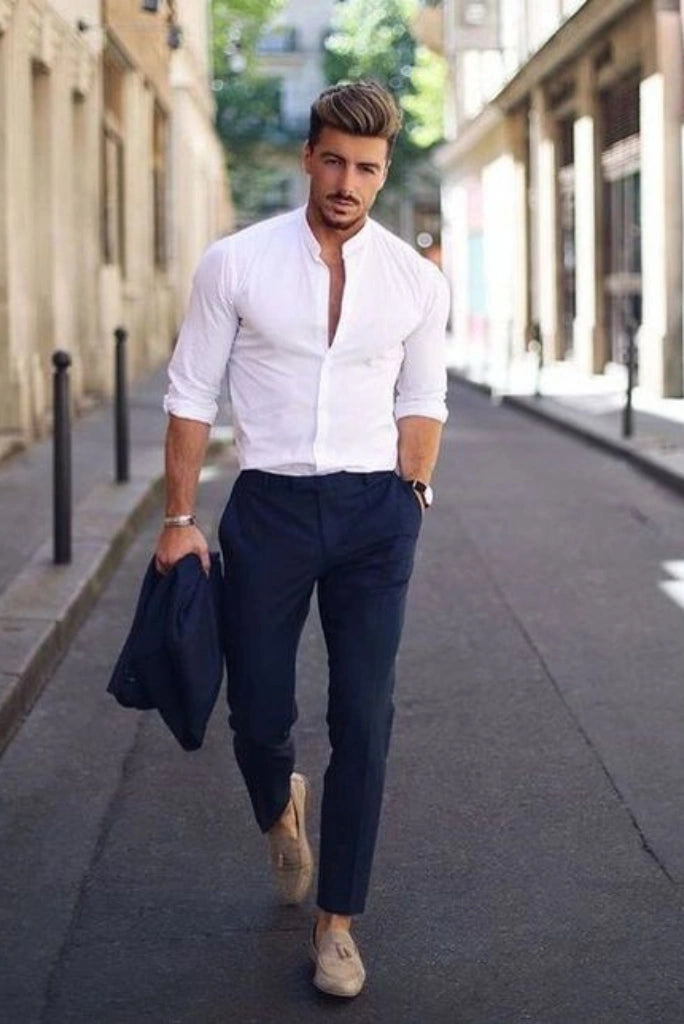 mens-perfect-fit-blue-pant-and-white-shirt-decent-unique-design