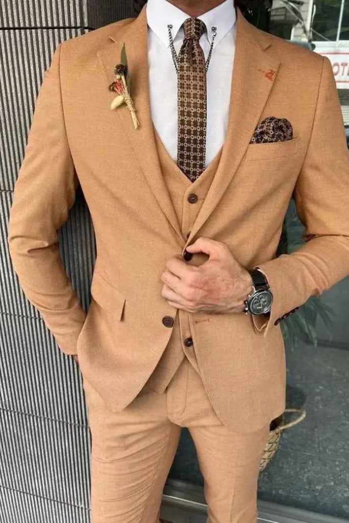 Men Camel Brown Blazer Wedding Slim fit Coat Formal Fashion Blazer Dinner Coat, Party Wear Coat For Men