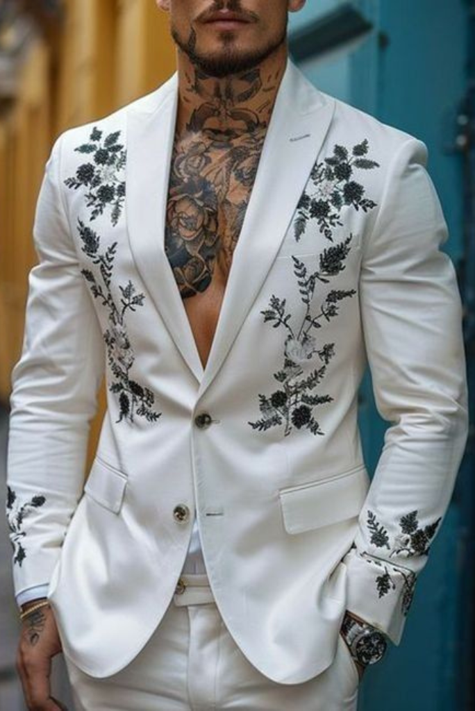 Men Embroidered Suit White Designer Men Suits Wedding Suits Sainly– SAINLY