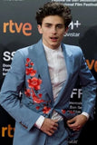 Men Pastel Blue Designer Suit Embroidered Flower Hand Work Suit Wear Sainly