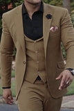 Men Golden Brown Wedding Suit Dinner Suit Slim Fit Suit 3 Piece Sainly