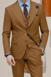 Men Golden Brown Wedding Suit Dinner Suit Slim Fit Suit 3 Piece Sainly