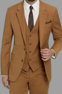 Men Golden Brown Wedding Suit Dinner Suit Slim Fit Suit 3 Piece Sainly