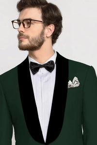 Men Formal Tuxedo Emerald Green Suit Tweed Fabric Bespoke Two Piece Groomsmen Wedding Wear