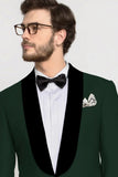 Men Formal Tuxedo Emerald Green Suit Tweed Fabric Bespoke Two Piece Groomsmen Wedding Wear