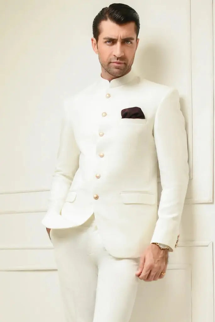 Men Off White Jodhpuri Suit Indian Wedding Suits Party Wear Sainly