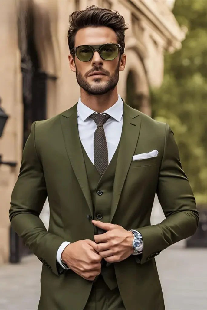 Olive Green Suits Wedding Suit Olive Coat Pant Men Suit Wedding Sainly