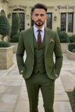 Men Olive Green Suit Three Piece Suit Wedding Beach Suit Sainly