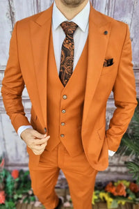 Men Suits Orange 3 Piece Beach Wedding Suit Groom Wear Suits Wedding Suit Men suits Prom suits for men orange suit must read caption