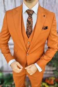 Men Suits Orange 3 Piece Beach Wedding Suit Groom Wear Suits Wedding Suit Men suits Prom suits for men orange suit must read caption