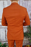 Men Orange Wedding Formal Three Piece Suits