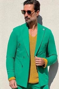 Men Double Breasted Green Suit Wedding Wear Green Formal Suit Sainly