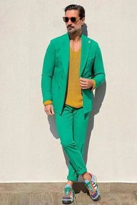 Men Double Breasted Green Suit Wedding Wear Green Formal Suit Sainly