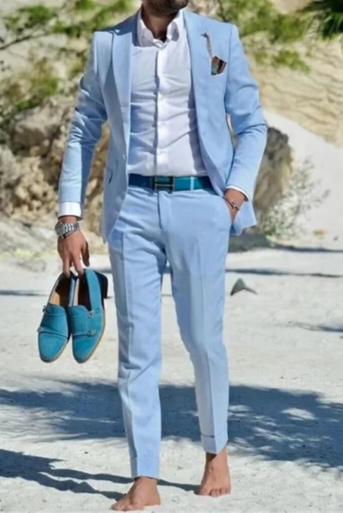 Men Sky Blue Suit