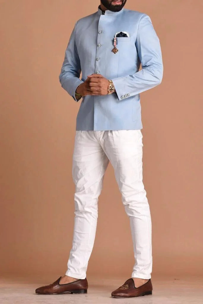 Men Suit Sky Blue Jodhpuri Suit | Indian Wedding Suit | Sainly