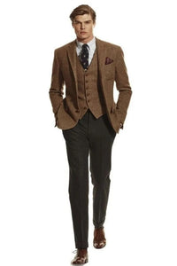 Men Brown Tweed Suits | 3 piece suits | Wedding Suits | Sainly