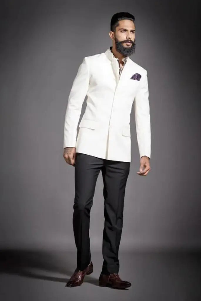 Men White Indian Suit Wedding White Suits Jodhpuri Suits Sainly