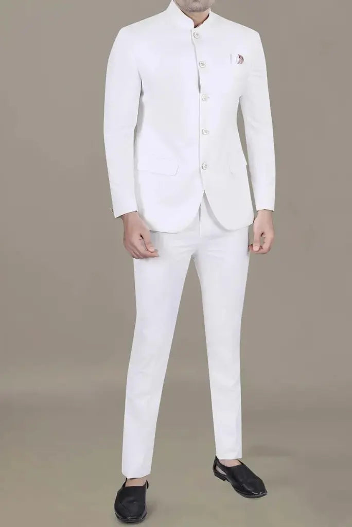 Men White Indian Suit Wedding White Suits Jodhpuri Suits Sainly