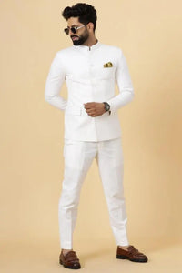 Men White Jodhpuri Suit Indian Bandhgala White Suit Indian Suit Sainly
