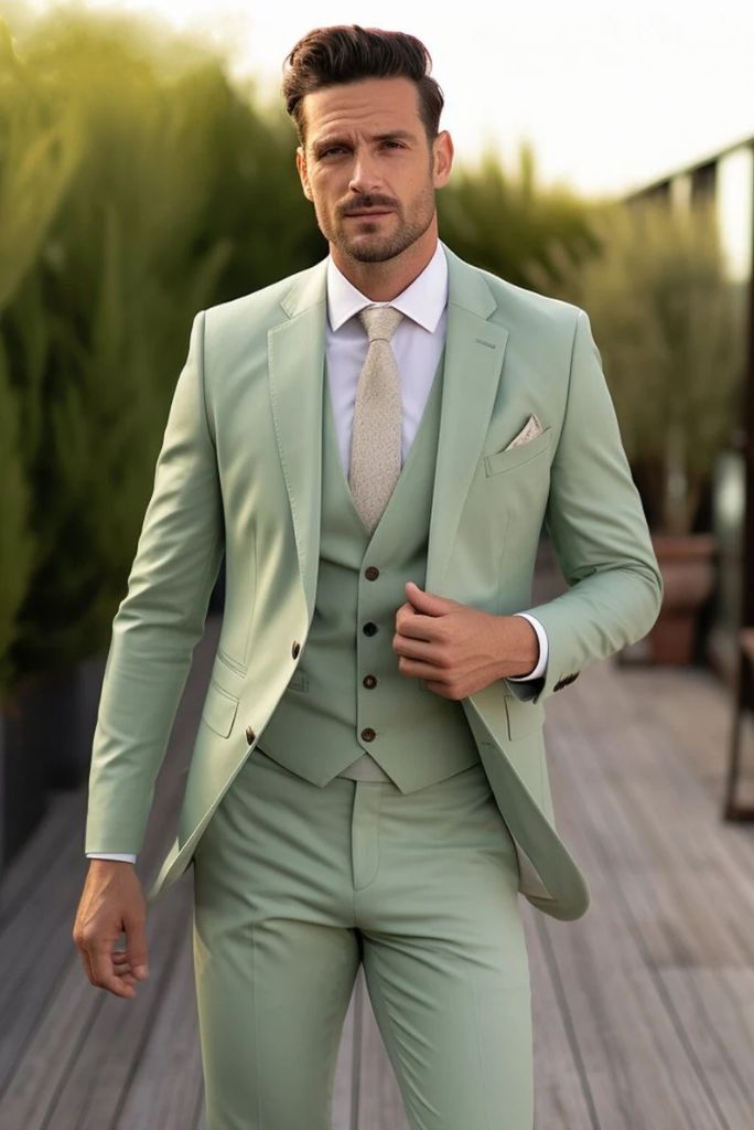 MEN PREMIUM GREEN SUIT Prom Wear Three Piece Pista Green Suit Engagement  Suit Formal Wedding Wear Stylish Classie Bespoke Mens Wear Gift For Him 