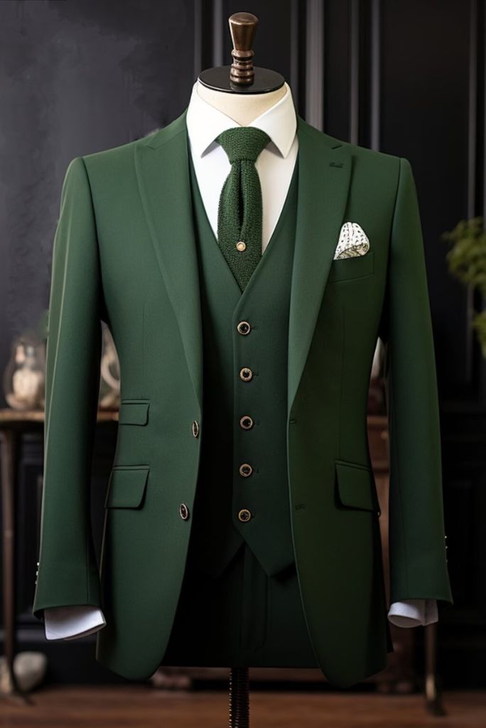 MEN SUITS WEDDING Olive Green 3 Piece Formal Fashion Elegant Gift For Men  Prom Groom Dinner Suit Tuxedo
