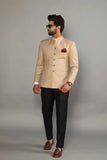 Men's Beige Jodhpuri Blazer and Black Trouser