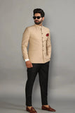 Men's Beige Jodhpuri Blazer and Black Trouser