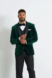 Men's Green Velvet Tuxedo Three Piece Suit