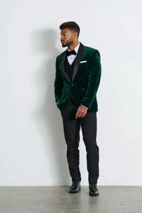 Men's Green Velvet Tuxedo Three Piece Suit