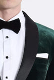 Men's Green Velvet Tuxedo Three Piece Suit