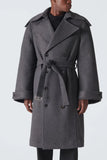 Men's Grey Double Breasted Trench Coat