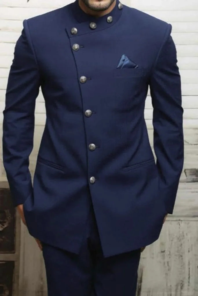 Men's Navy Blue Designer Jodhpuri Suit