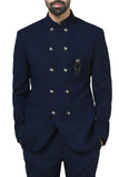 Men's Navy Blue Designer Double Breasted Suit 