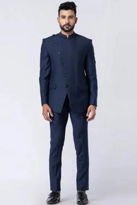 Men's Designer Navy Blue Jodhpuri Suit