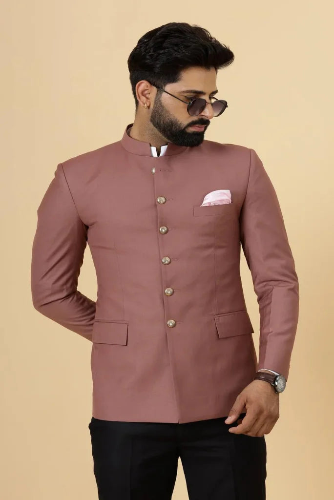 Men's Rose Pink Bandhgala Jodhpuri Suit