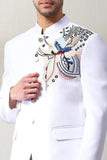 Men's White Embroidered Jodhpuri Suit