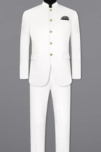 Men's White Bandhgala Jodhpuri Suit